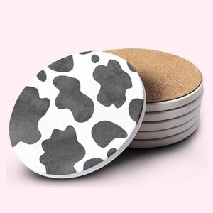 Cow Print Ceramic Bar Coaster Set